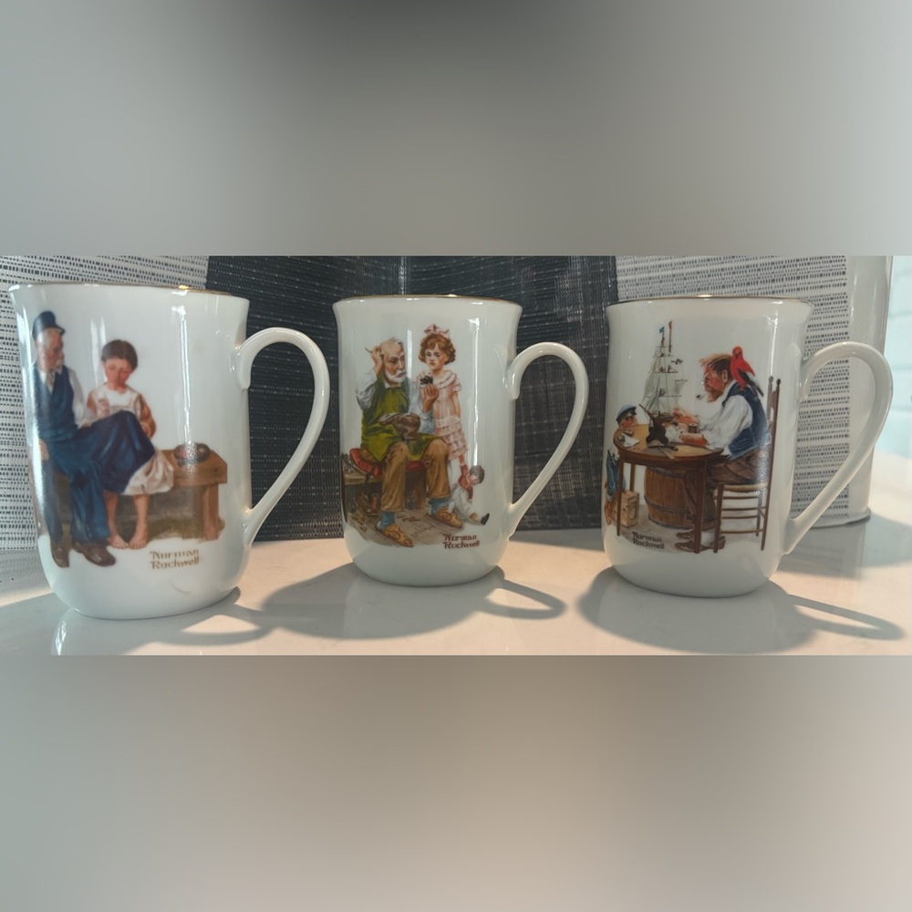 Norman Rockwell White Ceramic Mug with Vintage Illustration